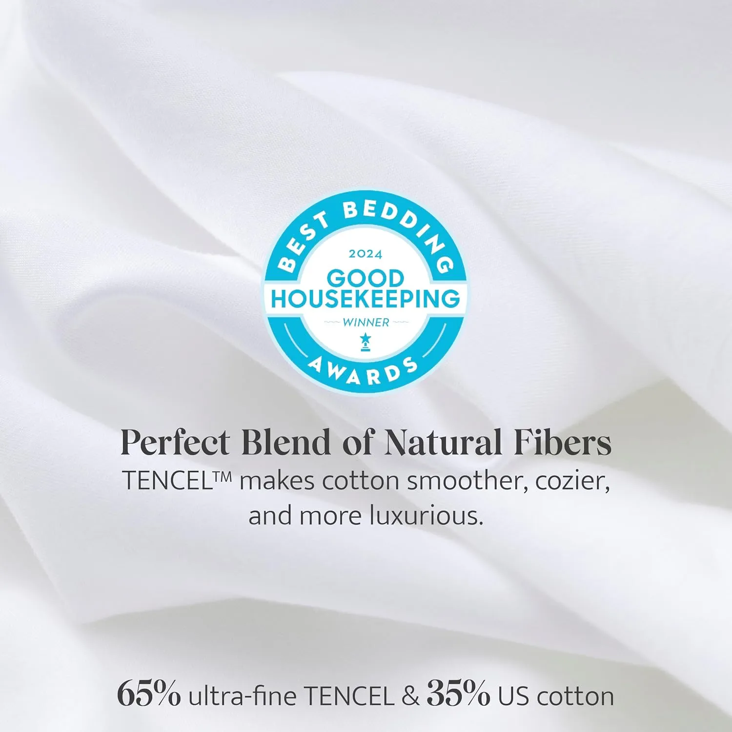 Double Stitch Cotton Tencel Sheet - Bed Sheets Set Queen Size, 4Pc Luxury Hotel Bedding Set, Soft, Cooling & Breathable for Hot Sleepers, Deep Pocket Up to 16 Inches, Bright White