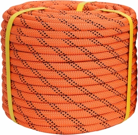 Double Braided Polyester Rope,Arborist Rigging Rope,1/2 in x 150 ft,48 Strands for Tree Work Camping,Swinging,Sailing and Various Outdoor Activities, Orange/Black