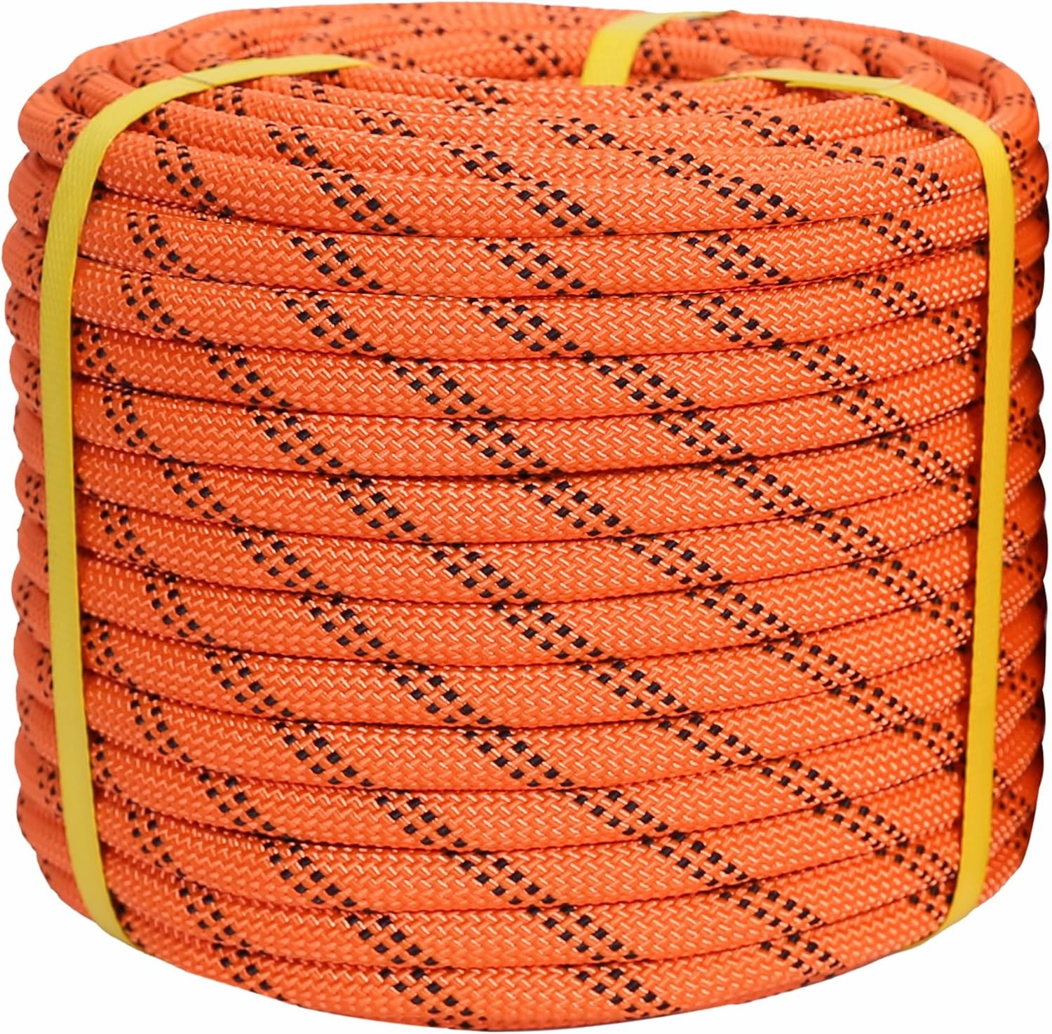 Double Braided Polyester Rope,Arborist Rigging Rope,1/2 in x 150 ft,48 Strands for Tree Work Camping,Swinging,Sailing and Various Outdoor Activities, Orange/Black