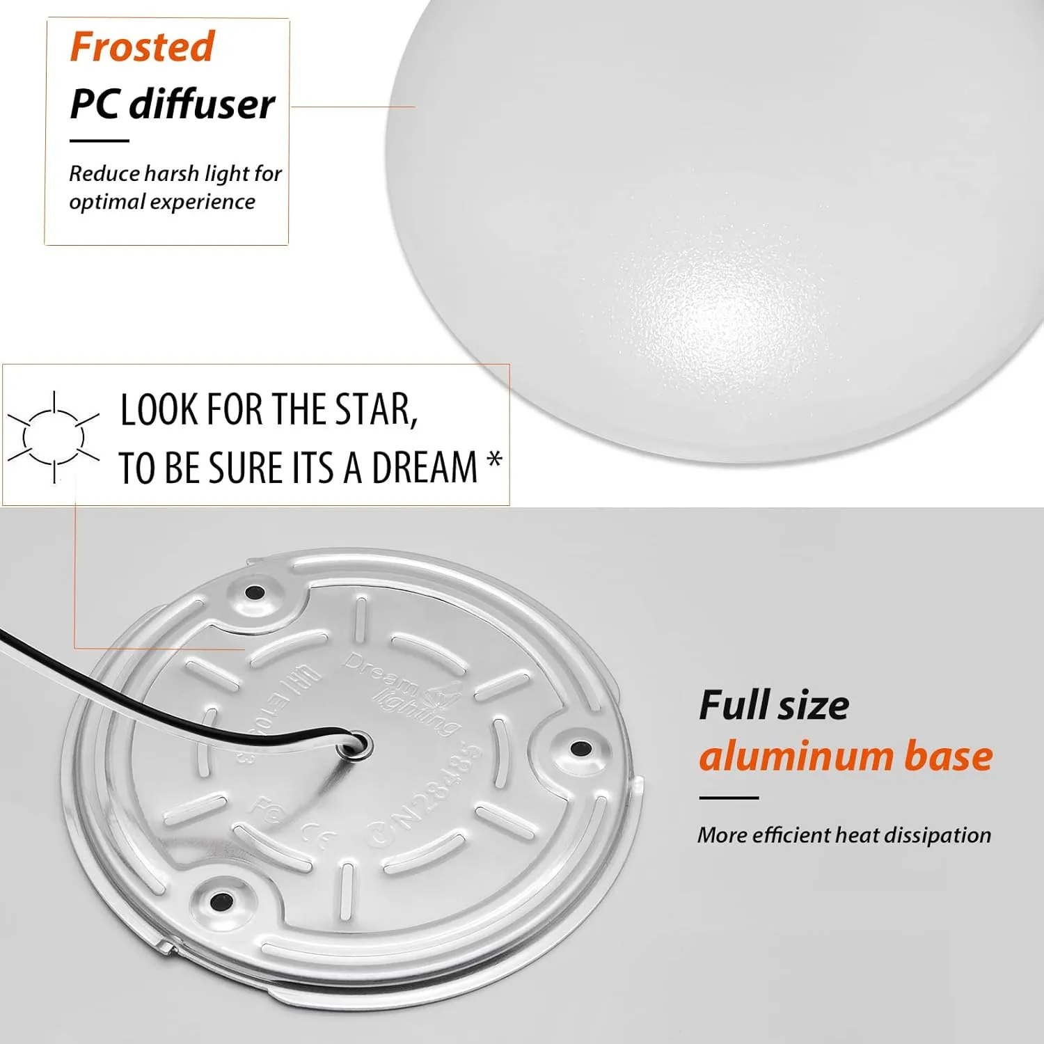 Dream lighting RV Interior Lights LED 12volt 4.5inch Ceiling Light Surface Mount for Trailer Boat Soft White 3500K, 300lm, Pack of 4