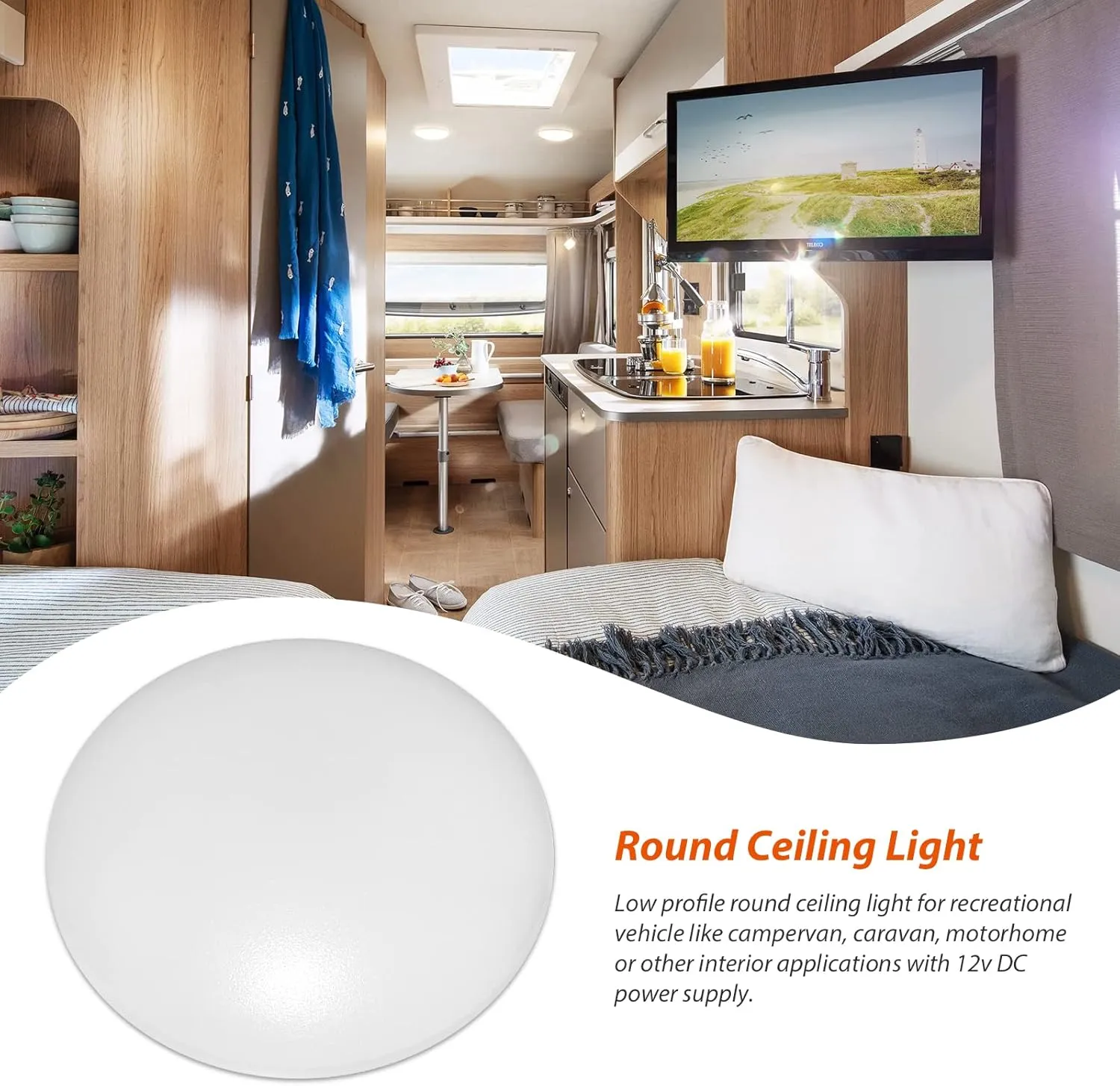 Dream lighting RV Interior Lights LED 12volt 4.5inch Ceiling Light Surface Mount for Trailer Boat Soft White 3500K, 300lm, Pack of 4