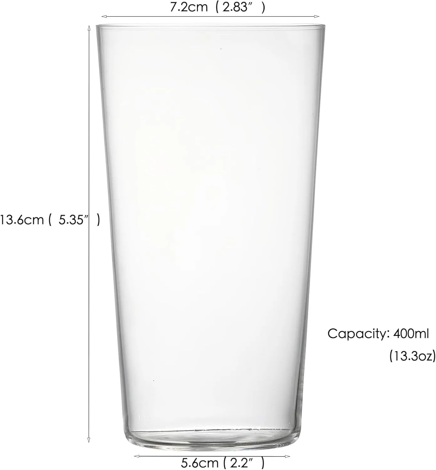 Drinking Glasses 13.3oz, Thin Collins Glasses Set of 6,Clear Tall Glass Cups For Water, Juice, Beer, Drinks, and Cocktails and Mixed Drinks (6pcs CollinsGlass 136cm)