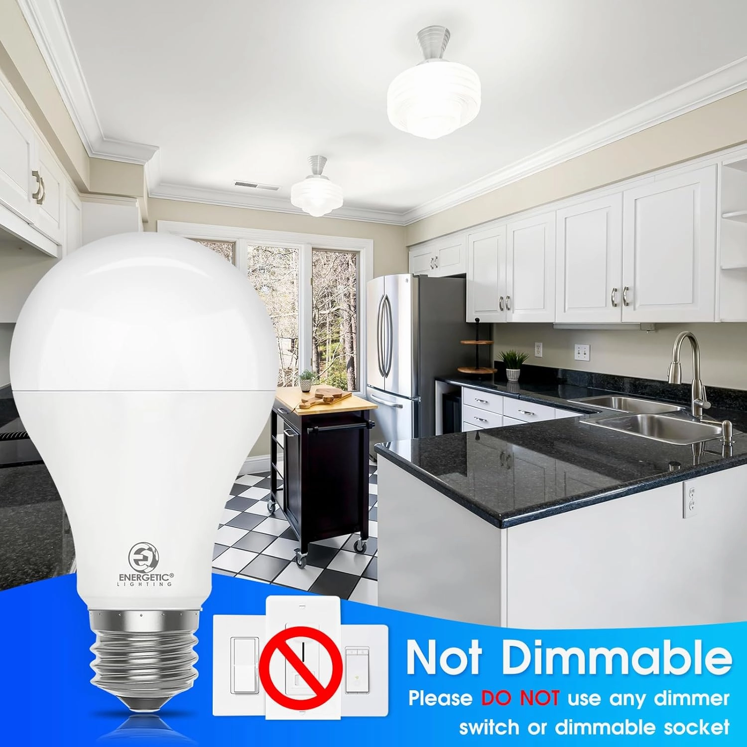 E ENERGETIC LIGHTING 4 Pack 150 Watt Equivalent LED Light Bulb, Super Bright A21 Light Bulb, Daylight 5000K, 2600 High Lumens LED Bulb, Non-Dimmable, E26 Base, UL Listed