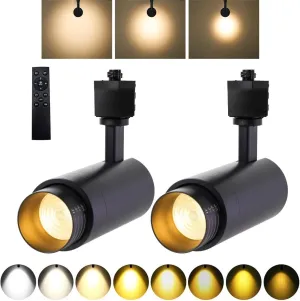 EAGLOD Zoomable 10W Track Light Heads,H Track Lighting Head with Remote,Stepless Dimming Bright LED Track Heads 2700K-6500K Adjustable,15°~60° Beam Angle for Home,Commercial,Artwork (Black, 2Pack)