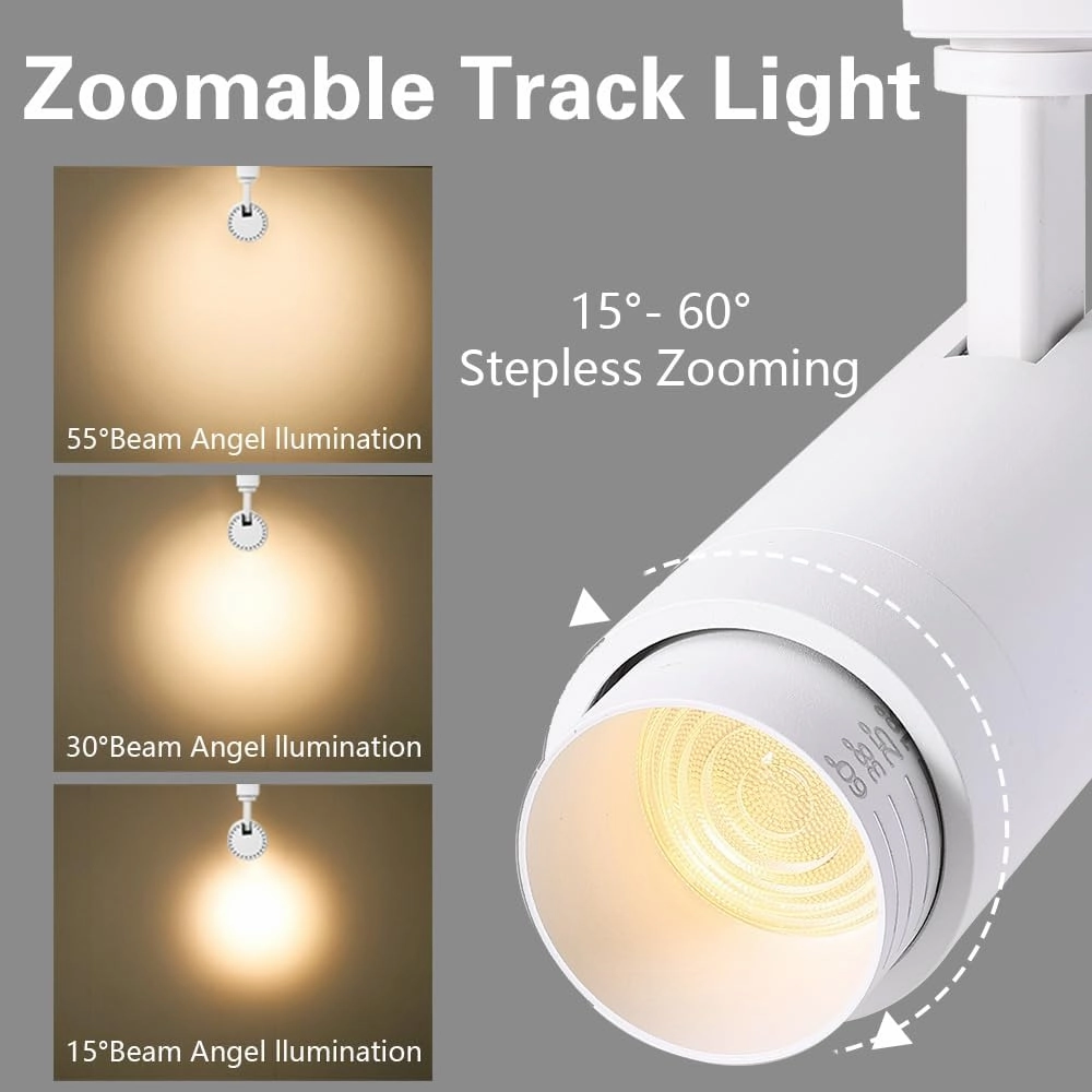 EAGLOD Zoomable 10W Track Light Heads,H Track Lighting Head with Remote,Stepless Dimming Bright LED Track Heads 2700K-6500K Adjustable,15°~60° Beam Angle for Home,Commercial,Artwork (White, 2Pack)