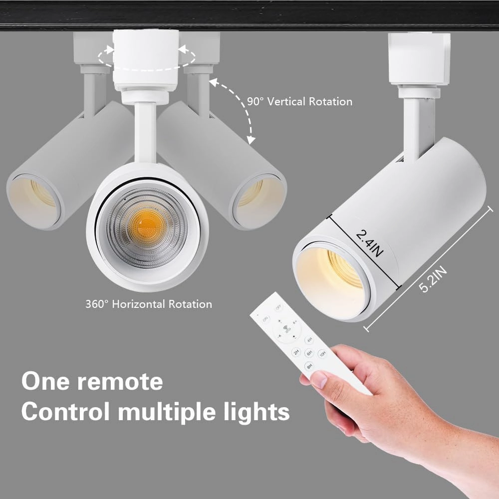 EAGLOD Zoomable 10W Track Light Heads,H Track Lighting Head with Remote,Stepless Dimming Bright LED Track Heads 2700K-6500K Adjustable,15°~60° Beam Angle for Home,Commercial,Artwork (White, 2Pack)