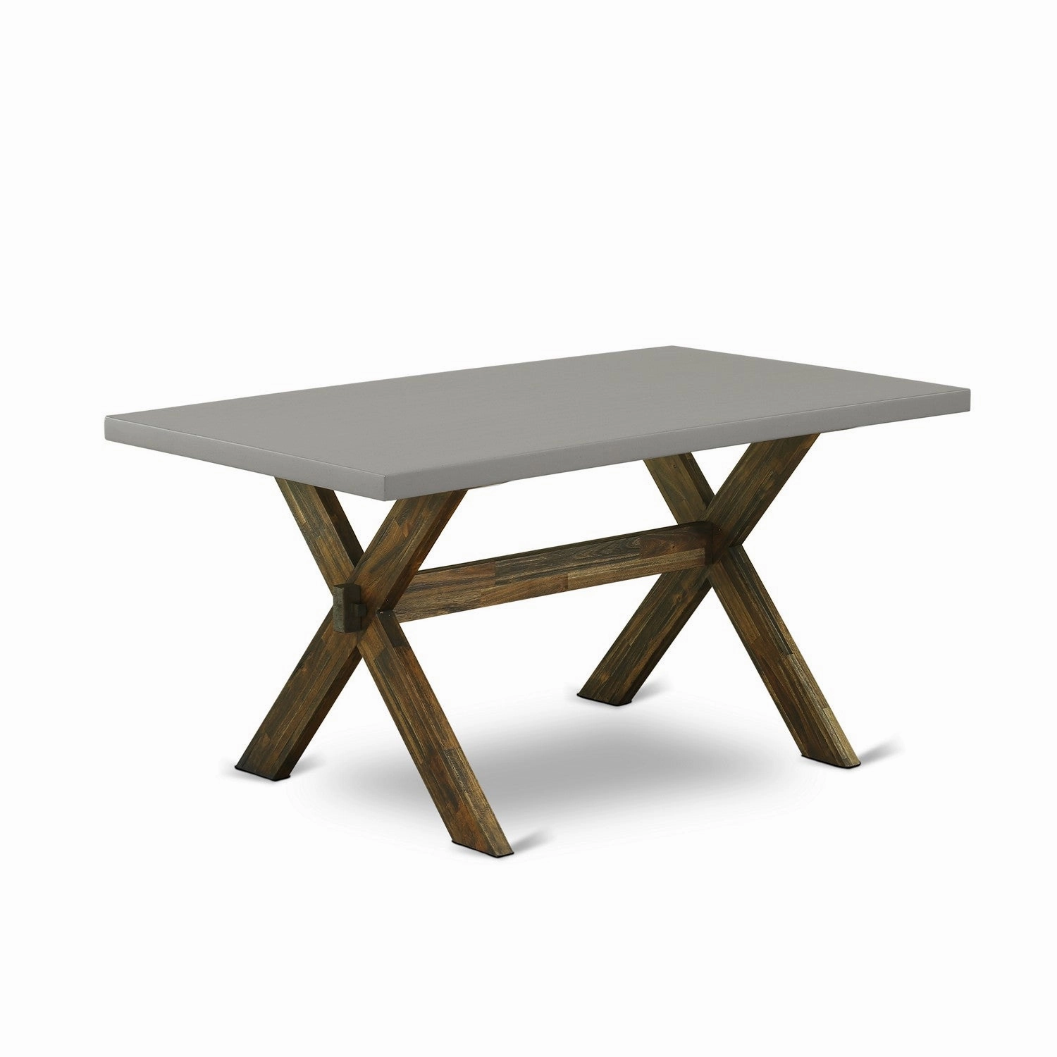 East West Furniture X796GA740-7 7 Piece Kitchen Table Set Consist of a Rectangle Dining Table with X-Legs and 6 Dahlia Linen Fabric Parson Dining Chairs, 36x60 Inch, Multi-Color