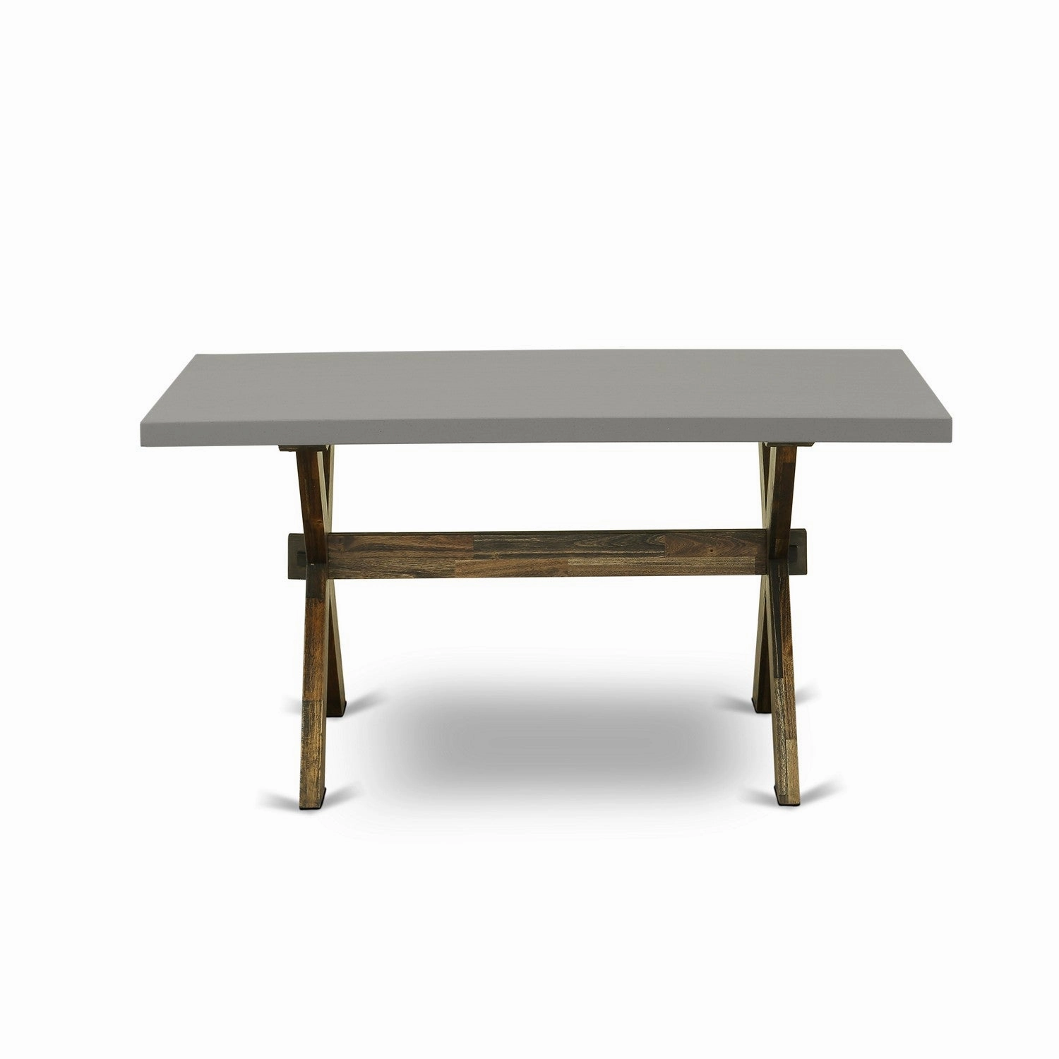 East West Furniture X796GA740-7 7 Piece Kitchen Table Set Consist of a Rectangle Dining Table with X-Legs and 6 Dahlia Linen Fabric Parson Dining Chairs, 36x60 Inch, Multi-Color