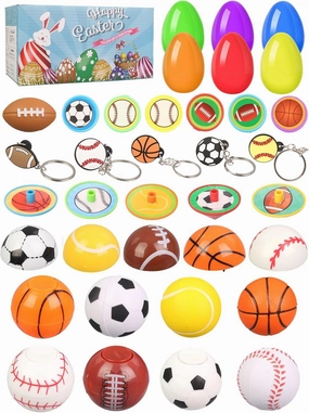 Easter Surprise Egg Toys - 32 Eggs with Balls Kids Party Favor School Classroom Prizes for Classmate Teens Boys Blind Mystery Box Fillers