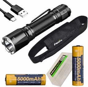 EdisonBright Fenix Bundle TK16 V2.0 3100 Lumen LED Tactical Flashlight, 2 X Rechargeable 5000mAh Li-ion Batteries, Holster BBX5 Battery case