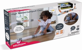 Edushape High Speed Catapult Cars Baby Toy - DIY Race Track with Ejection Mechanism - Enhance STEM and Creativity for Kids Aged 3 Years and Up