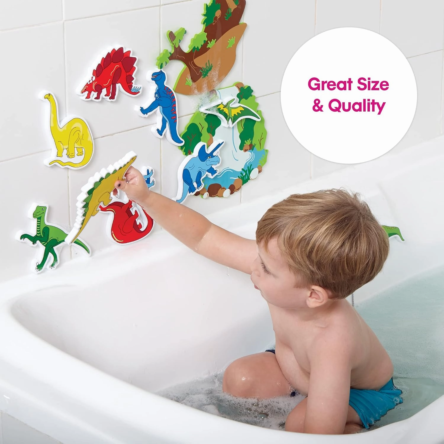 Edushape Magic Creations Foam Sticker Imaginative Bath Tub Activity Play Set, Dinosaurs
