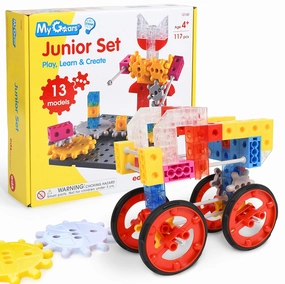 edxeducation My Gears Junior Set - 117 Pieces - 13 Activities - Gears Toys for Kids - Build Rotating, Moving Models - Building Toys for Kids Ages 4-8