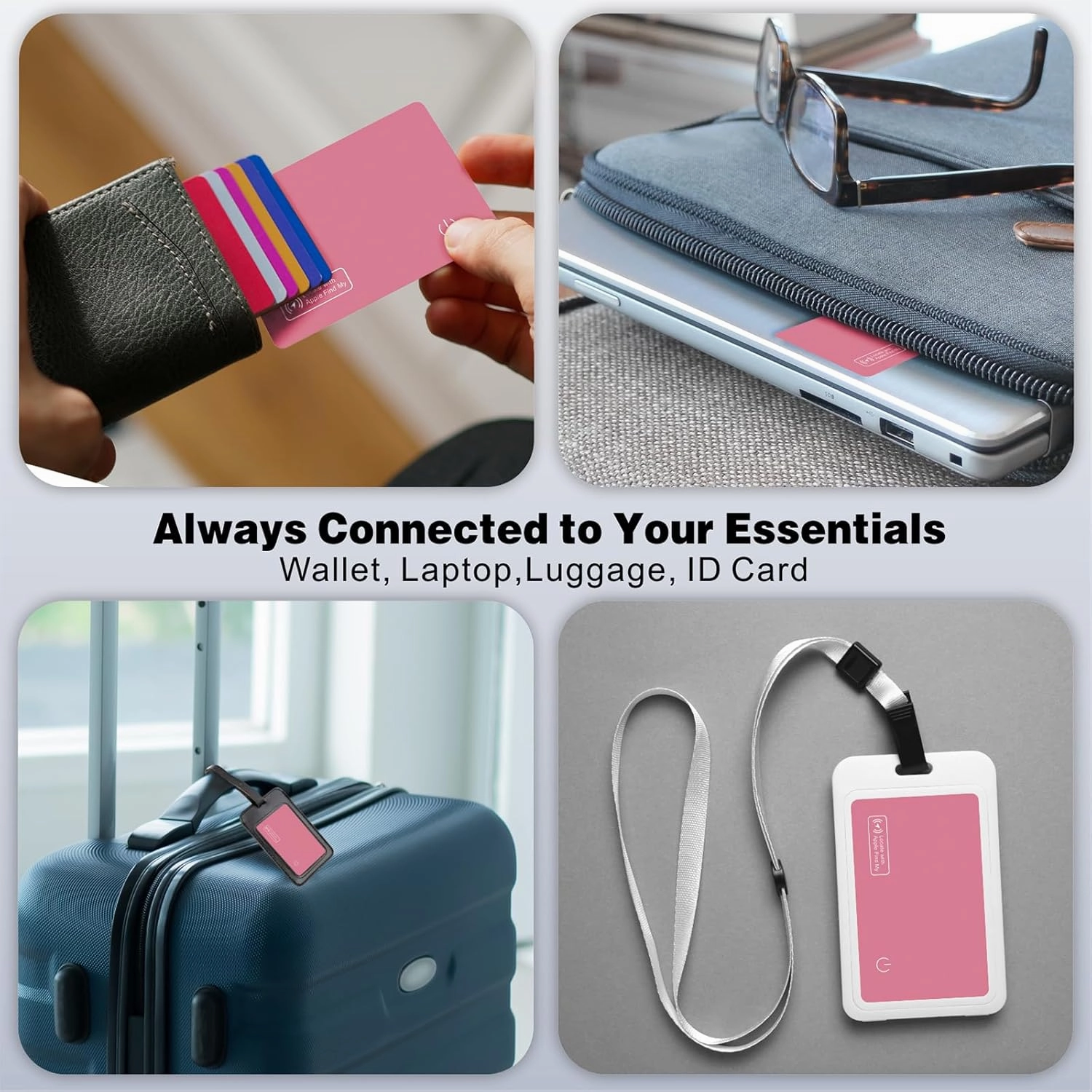 Eelexa Wallet Tracker Card, Rechargeable Thin Luggage Tracker, Works with Apple Find My (iOS Only), Item Finder for Wallet, Suitcase, ID Card, IP68 Waterproof, 2 Pack