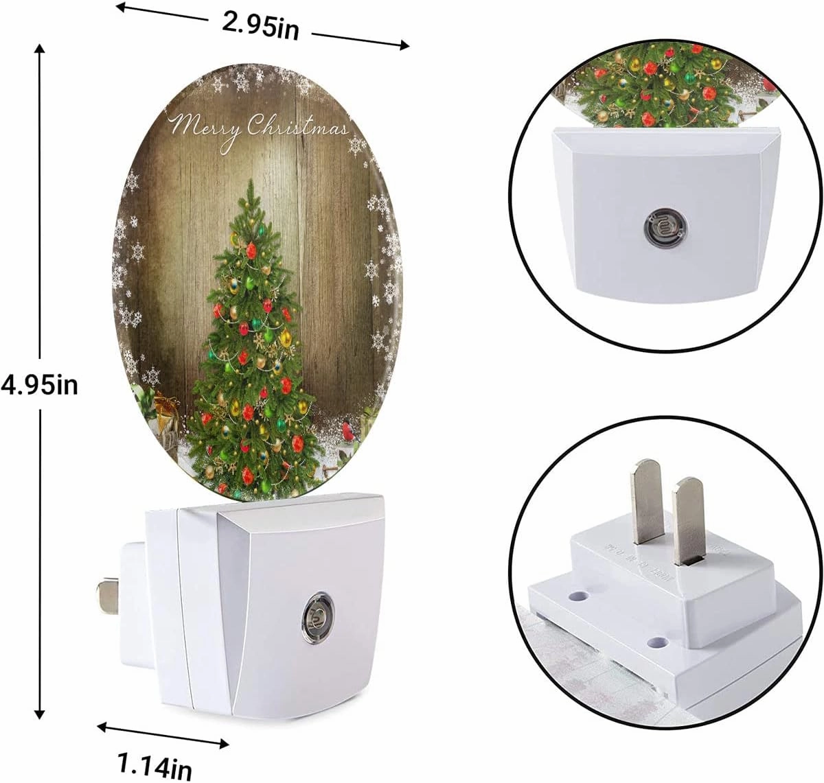 EKOBLA Winter Green Christmas Tree Night Lights Plug into Wall Holiday Presents Gift Boxes Snowflakes Night Lamp Auto Sensor LED Dusk to Dawn Light for Boys Girls Men Women