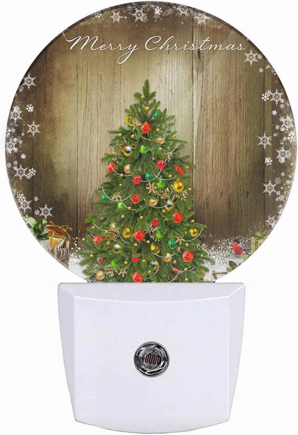 EKOBLA Winter Green Christmas Tree Night Lights Plug into Wall Holiday Presents Gift Boxes Snowflakes Night Lamp Auto Sensor LED Dusk to Dawn Light for Boys Girls Men Women