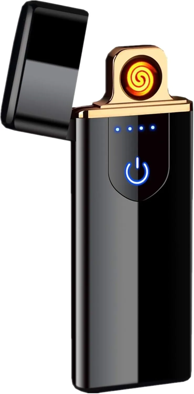 Electric Dual Arc USB Rechargeable Windproof Flameless Lighter - Black