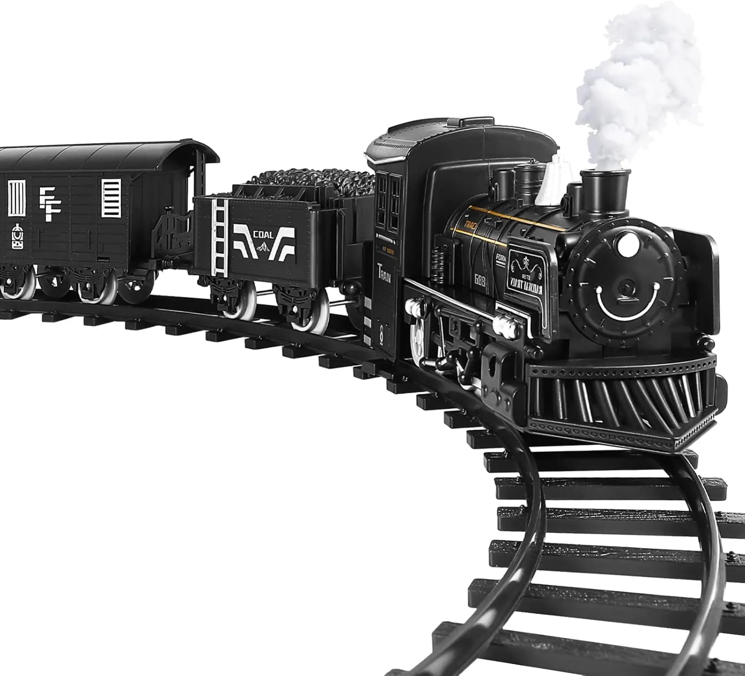Electric Train Set for Kids- Battery- Powered Model Train with, Sounds& Lights Steam Locomotive Engine, Cargo Cars& Tracks- Christmas Train Sets for Under The Tree