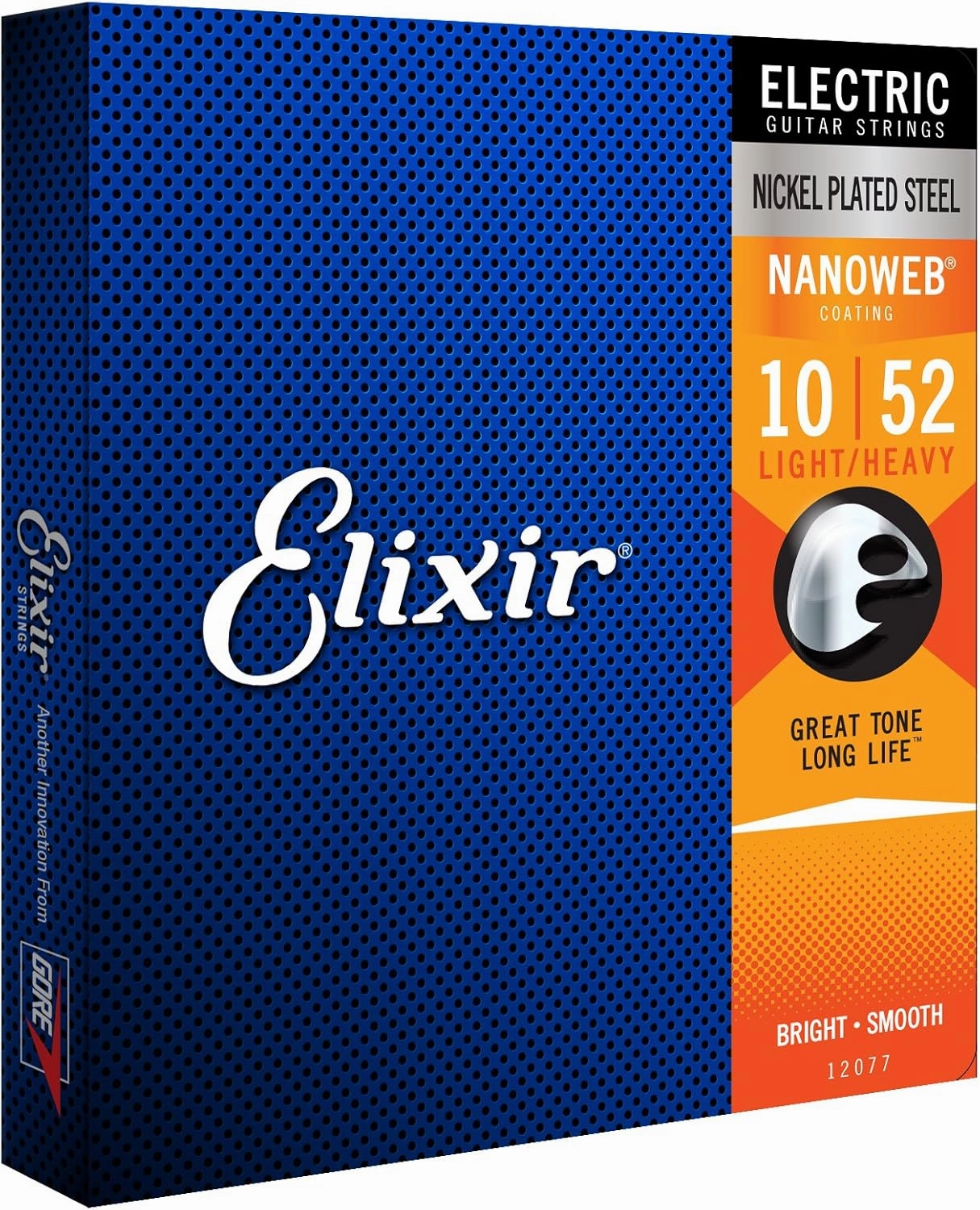 Elixir Strings, Electric Guitar Strings, Nickel Plated Steel with NANOWEB Coating, Longest-Lasting Bright Tone with Comfortable Feel, 6 String Set, Light/Heavy 10-52