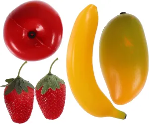 ERINGOGO Noisemaker Toys Fruit Shakers Set, 5 PCS Plastic Imitation Banana Mango Strawberry Plaything, Hand Percussion Egg Shakers Maracas for Rhythm, Playing Early Learning Musical Toy Assorted Color
