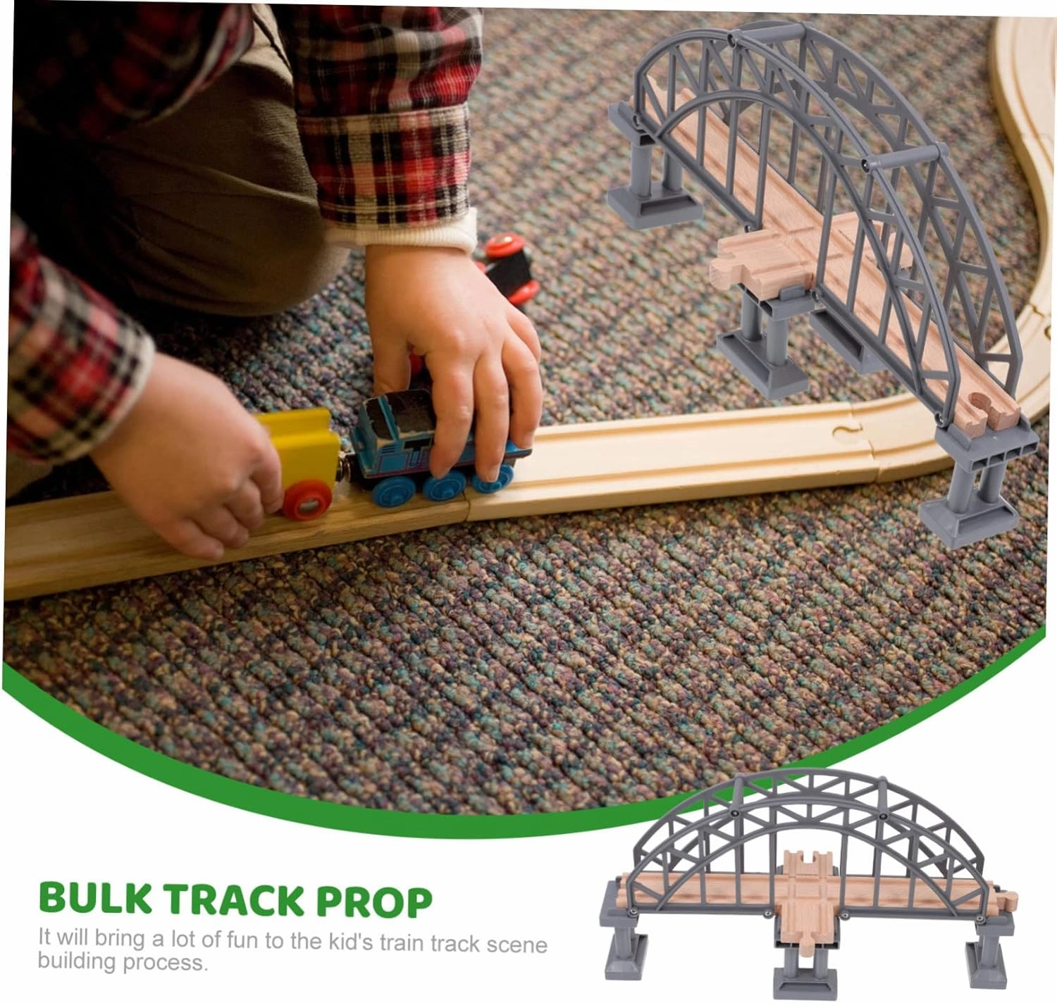 ERINGOGO Kids Toy Train Accessory Playset Wooden Bridge Develop Creative Thinking Fine Motor Skills