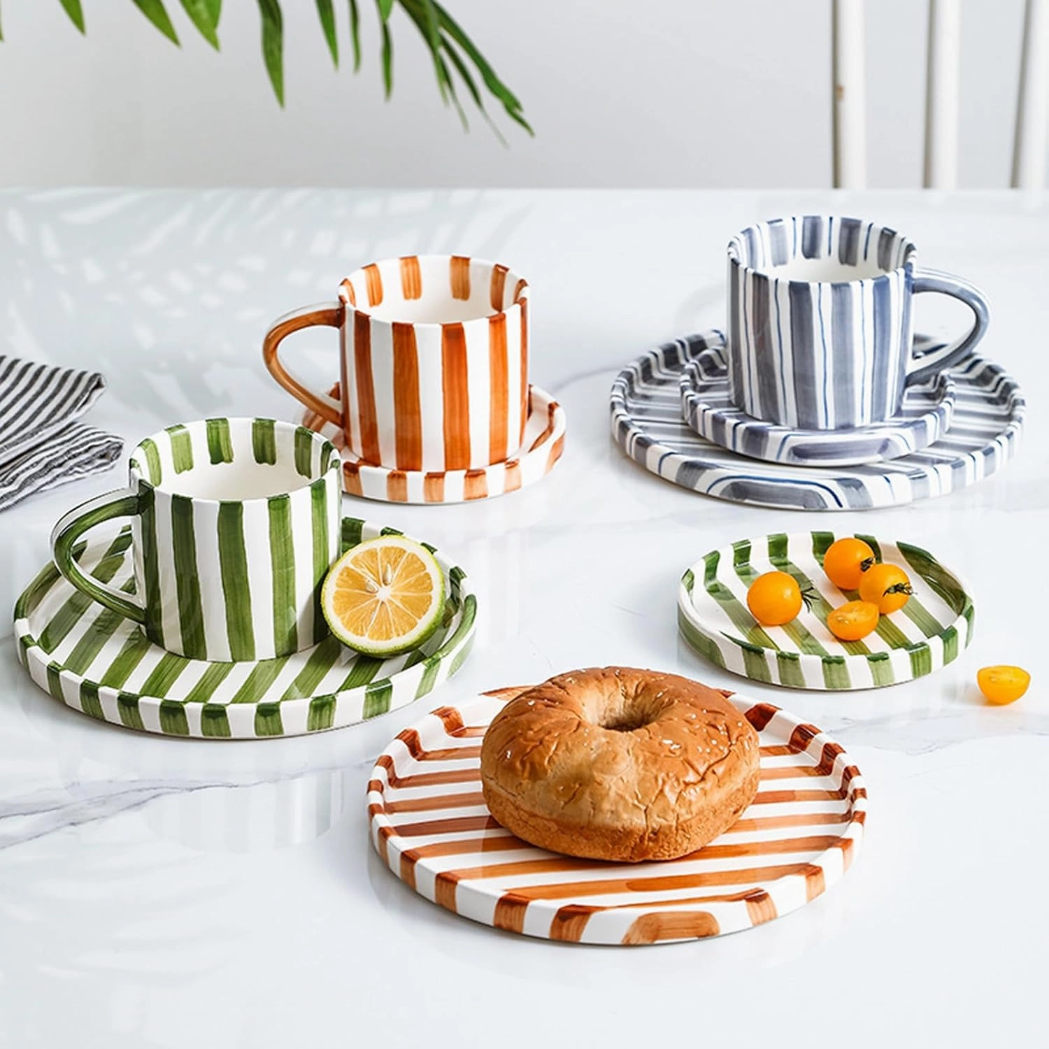 Espresso Cups Ceramic Coffee Mug Series European Striped Dot Coffee Cup And Saucer Mug Cake Plate Afternoon Tea Set Tea Cup And Saucer,D