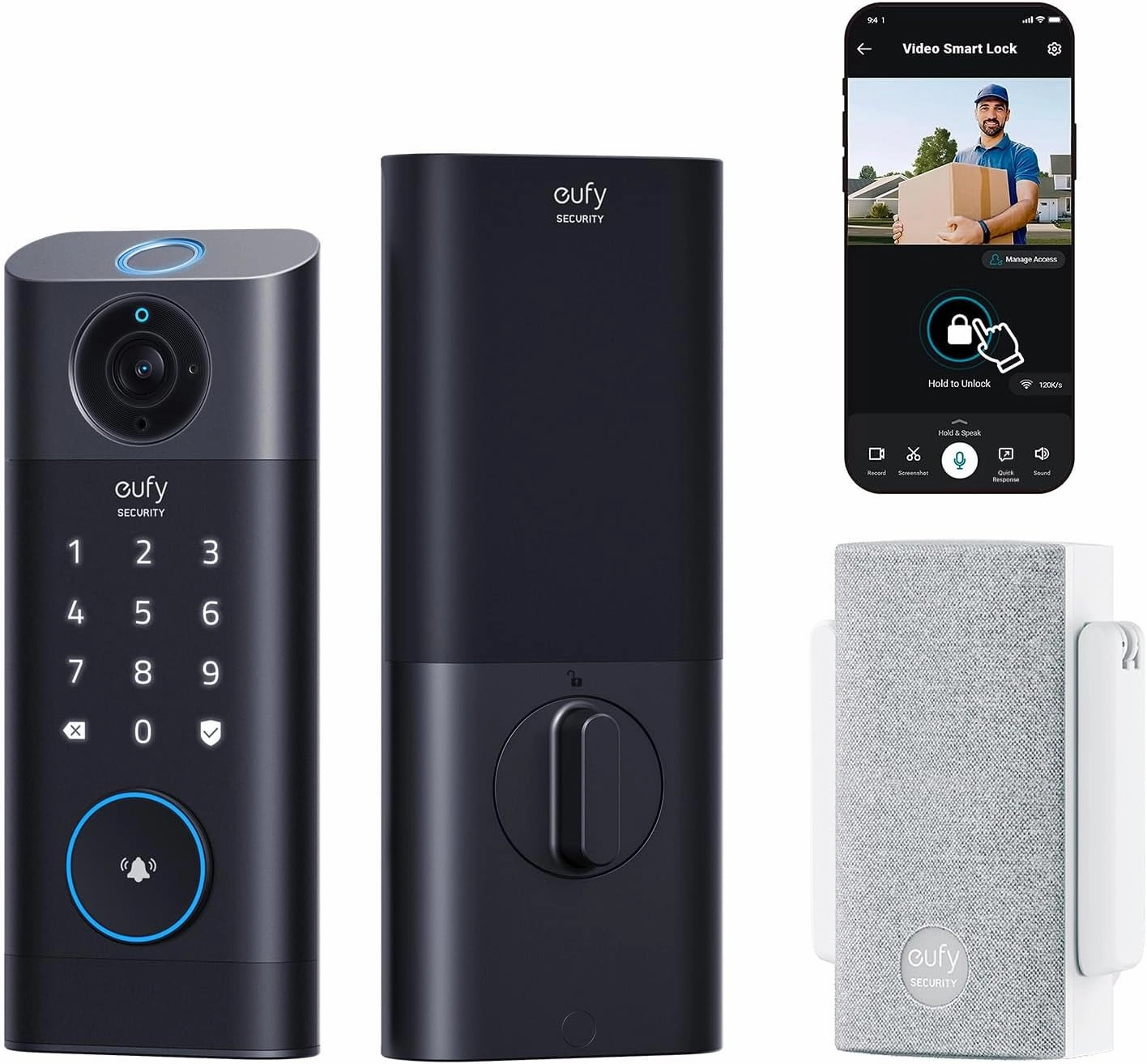 eufy Security Video Smart Lock S330, 3-in-1 Camera Doorbell Fingerprint Keyless Entry Door Lock, Smart Wi-Fi Deadbolt for Front Door, App Remote Control, SD Card Required, Chime Included