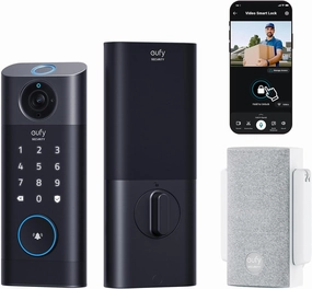eufy Security Video Smart Lock S330, 3-in-1 Camera Doorbell Fingerprint Keyless Entry Door Lock, Smart Wi-Fi Deadbolt for Front Door, App Remote Control, SD Card Required, Chime Included