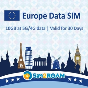 Europe Data SIM Card Prepaid 10GB 30 Days | 5G/4G/LTD High Speed Data - France, UK, Germany, Italy, Spain, Ireland, Sweden, Europe Roaming Free (10GB / 30Days)
