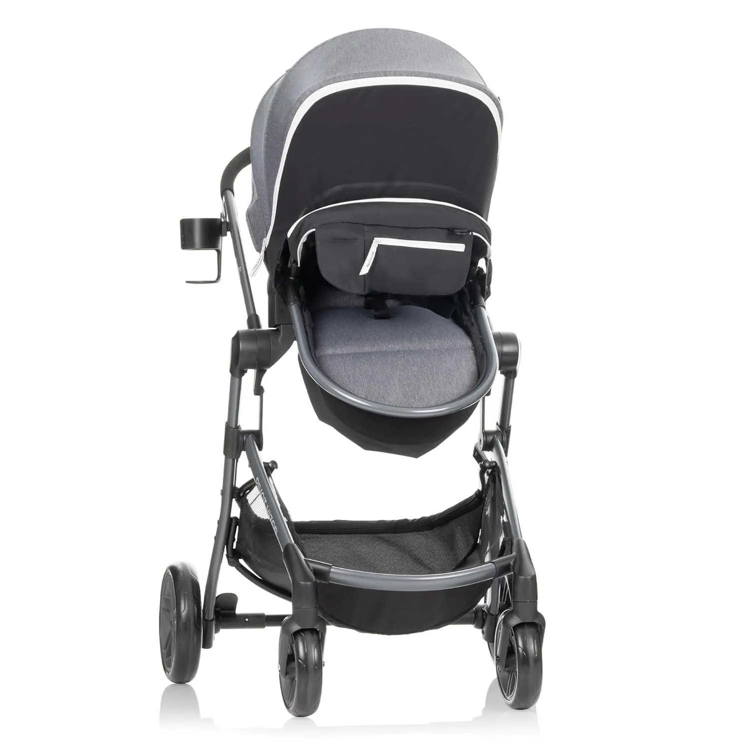 Evenflo Pivot Vizor Modular Reversible Stroller Travel System with LiteMax Infant Car Seat, Available in 6 Modes, Chasse Black