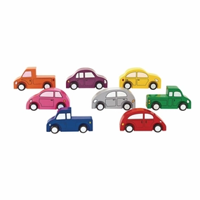 Excellerations, 4 x 1 x 2-1/4 inches Block Play Wooden Cars and Trucks, Set of 8, Preschool Educational Toys, Supports Early STEM Skills, Ages 3 Years and Up