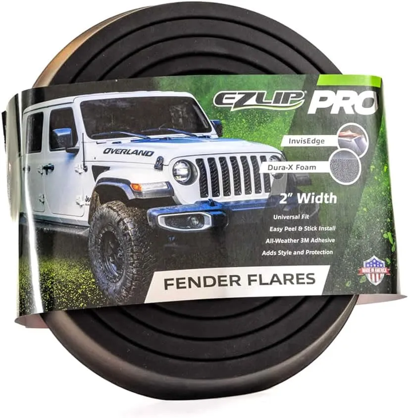 EZ Flares XL - Fender Flares PRO – Original EZ Lip Offroad Universal Flexible Foam Rubber 2-Inch Fender Extension