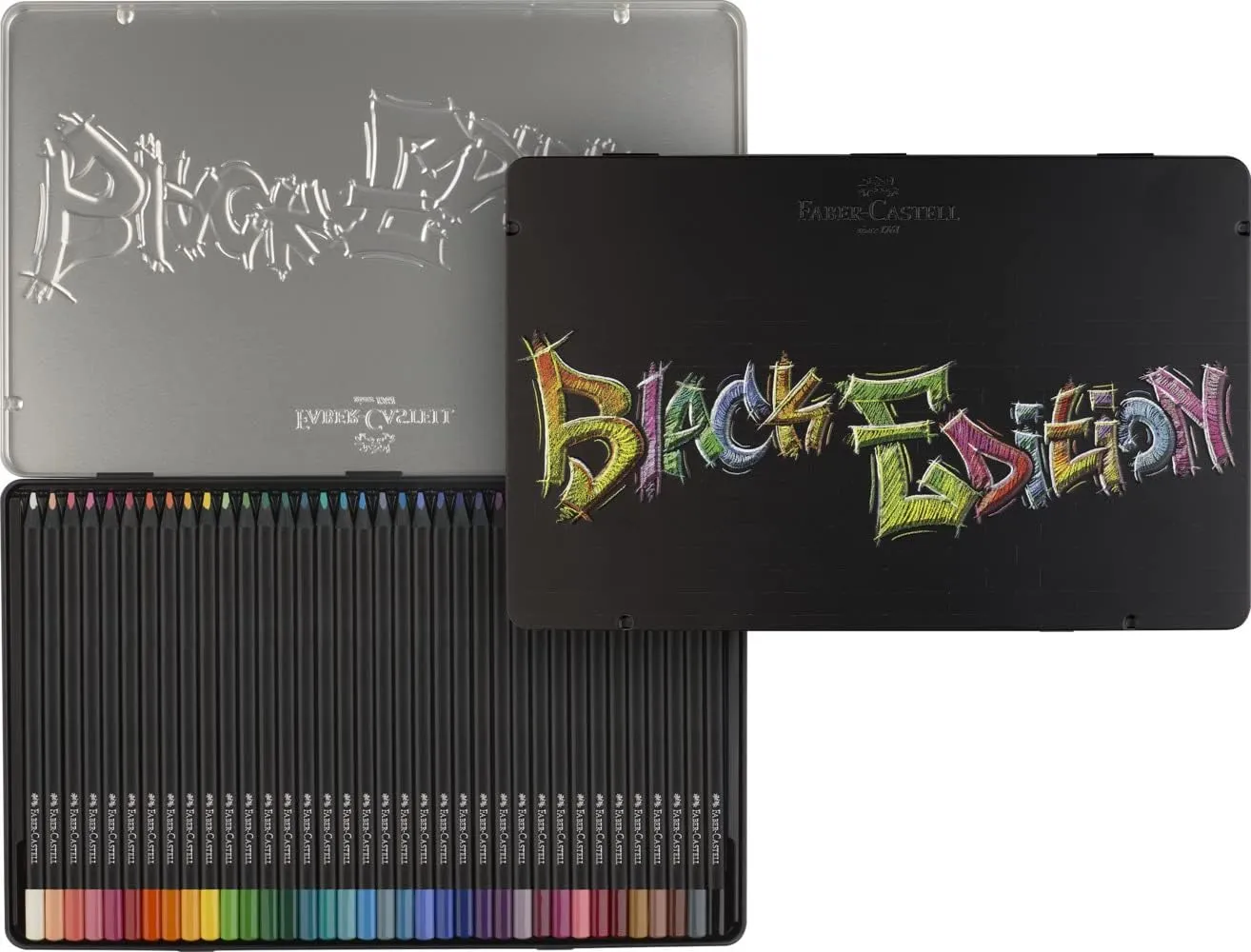 Faber Castell Colouring Pencils Black Edition, tin of 36 tin of 12