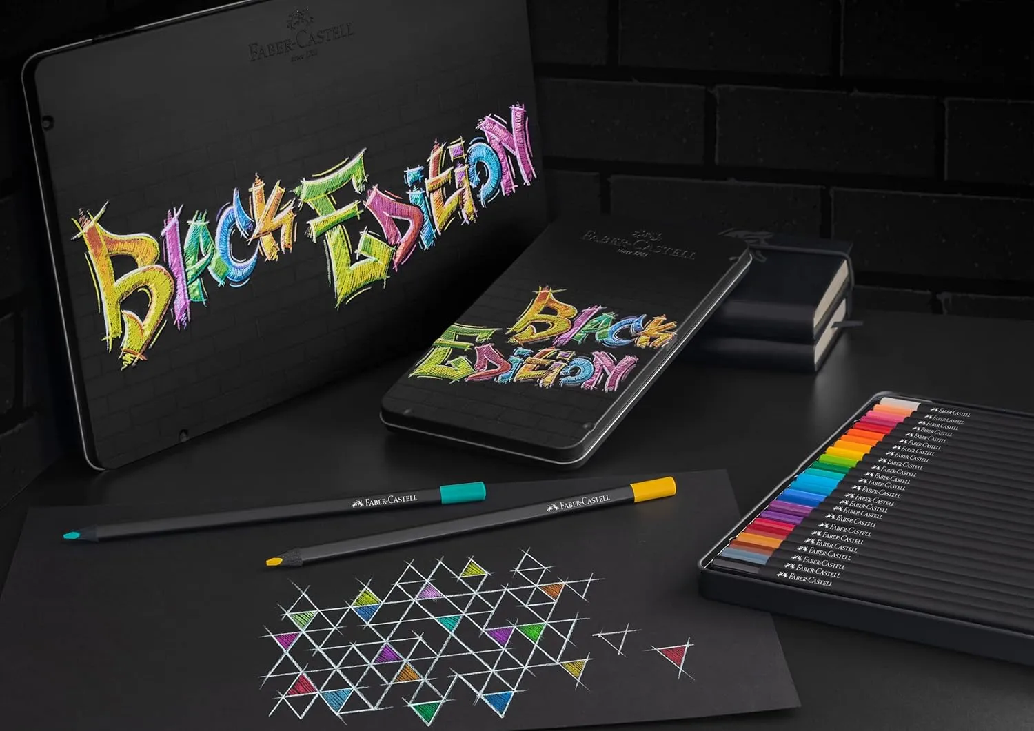 Faber Castell Colouring Pencils Black Edition, tin of 36 tin of 12