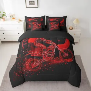 Feelyou Dirt Bike Comforter Set with Sheets Motocross Rider Bed in a Bag for Kids Boys Girls Bedroom Bed Decor Cool Sport Car 7 Piece Bedding Set Full Size Extreme Sports Motorcycle Bed Set