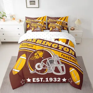 Feelyou Football 7 Pieces Comforter Sets King Size Kids Washington Bedding Set for All Season Gifts for Football Fans Football City Bed in a Bag with Comforter, Sheets, Pillowcases & Cushion Cover