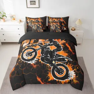 Feelyou Kids Dirt Bike Comforter Set with Sheets Full Size, Extreme Sports 7 Pieces Bedding Set Boys Girls Racing Motocross Bed in A Bag Motorcycle Teens Bed Set Bedroom Decor 7Pcs