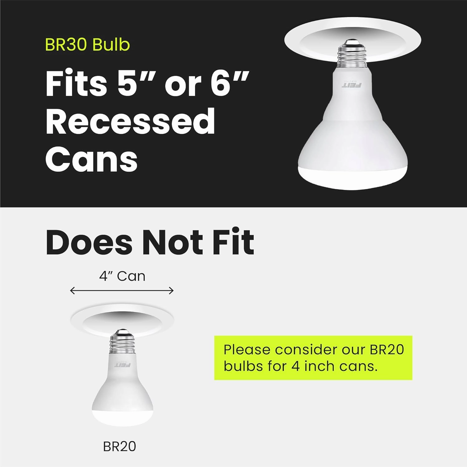 Feit Electric BR30 LED Light Bulb, 65W Equivalent, Dimmable, 650 Lumens, E26 Standard Base, 2700K Soft White, 90 CRI, Recessed Can Light Bulbs, 12-Year Lifetime, BR30DM927CA10K/MP/12, 12 Pack