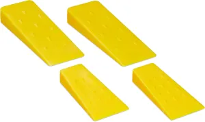 Felling Wedges, Set of 4, 14 & 21 cm, Plastic, Wedges with Barbed Hooks, Mechanical Forestry Wedges for Tree Filling, Yellow