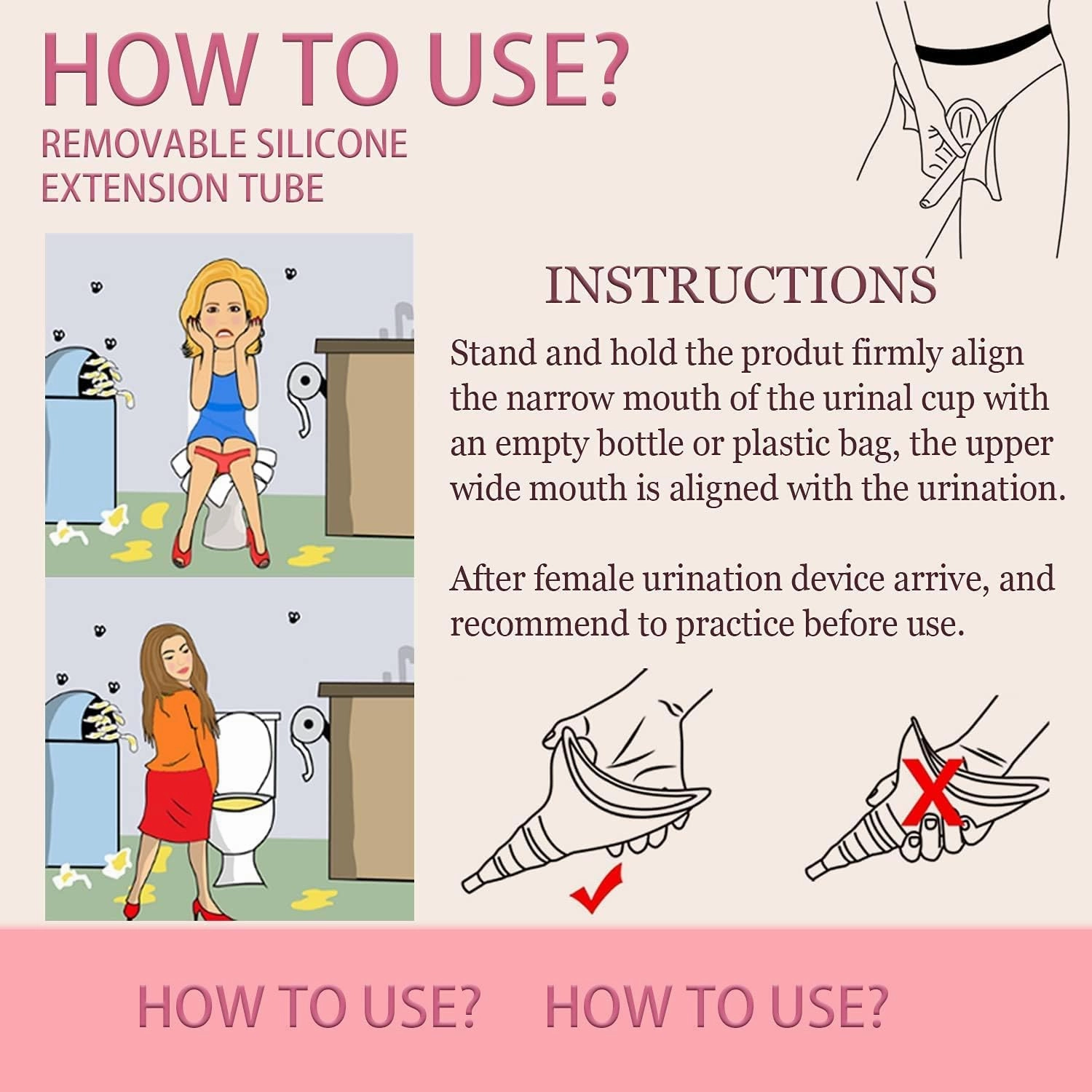Female Urination Device with Cup, Female Urinals Portable Pee Funnel for Women - Standing Up to Pee Anywhere, Womens Pee Funnel Camping/Hiking Gear Gifts for Women