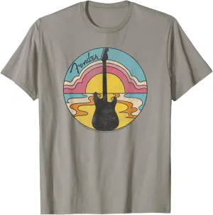 Fender Beach Guitar Sunset Outline T-Shirt