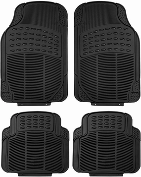 FH Group Automotive Floor Mats - Heavy-Duty Rubber, Universal Fit Full Set, ClimaProof, Trimmable For Most Cars, Sedan, SUV, Truck, Black