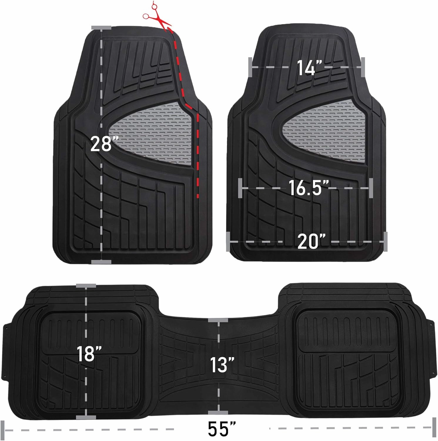 FH Group Car Floor Mats - Heavy-Duty Rubber Floor Mats for Cars, Universal Fit Full Set, Trimmable Automotive Floor Mats, Climaproof Floor Mats for Most Sedan, SUV, Truck Floor Mats Burgundy