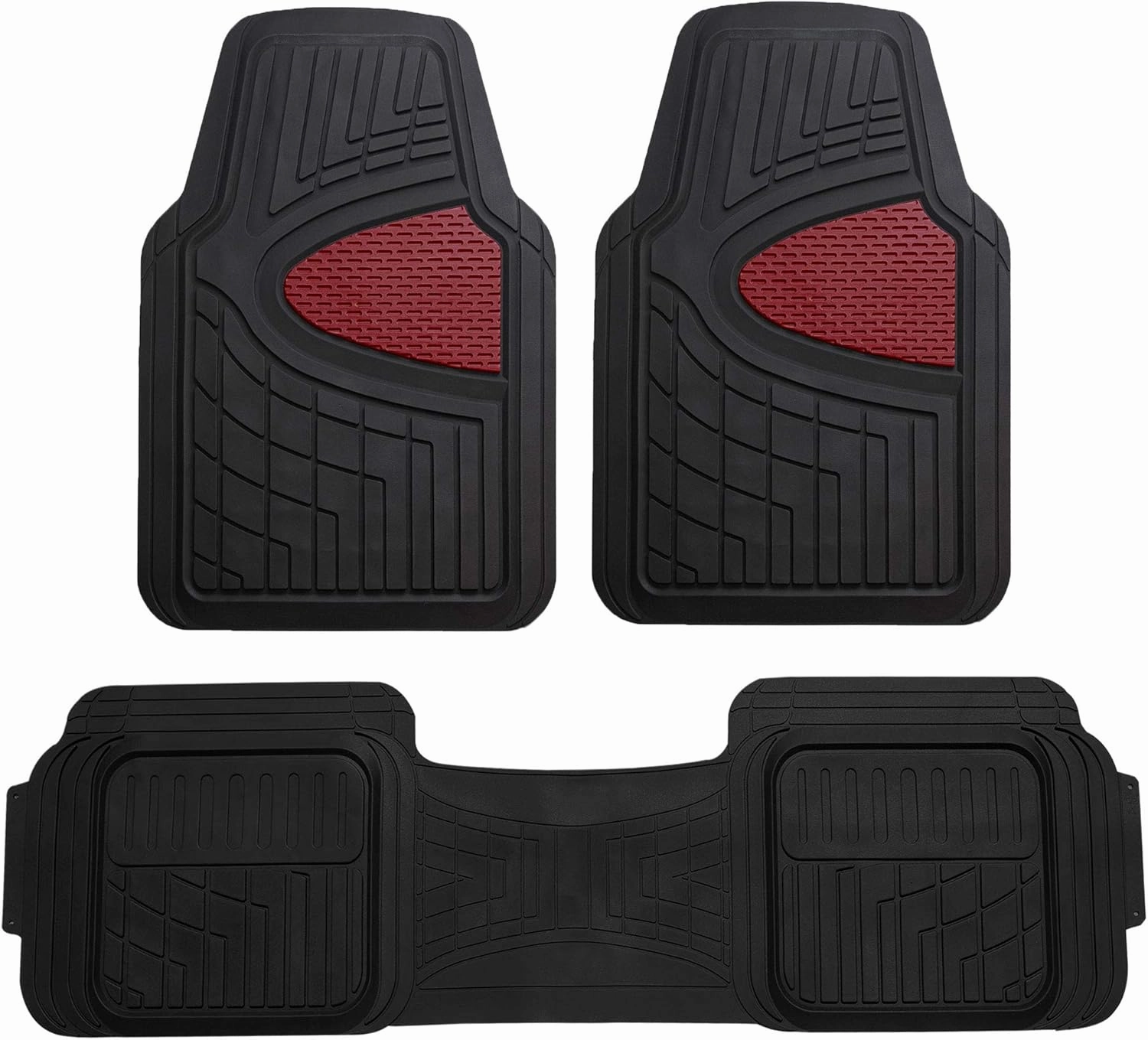 FH Group Car Floor Mats - Heavy-Duty Rubber Floor Mats for Cars, Universal Fit Full Set, Trimmable Automotive Floor Mats, Climaproof Floor Mats for Most Sedan, SUV, Truck Floor Mats Burgundy
