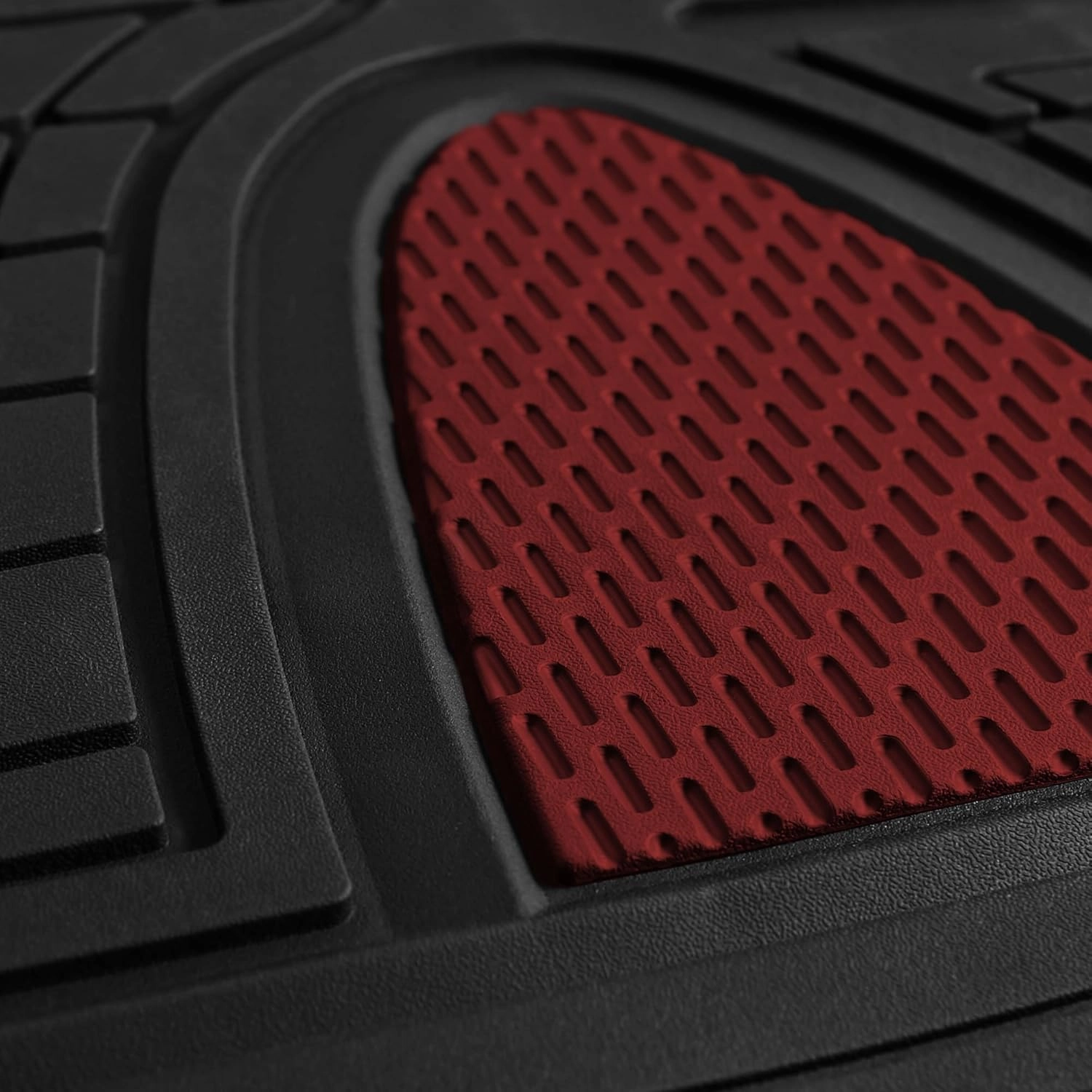 FH Group Car Floor Mats - Heavy-Duty Rubber Floor Mats for Cars, Universal Fit Full Set, Trimmable Automotive Floor Mats, Climaproof Floor Mats for Most Sedan, SUV, Truck Floor Mats Burgundy