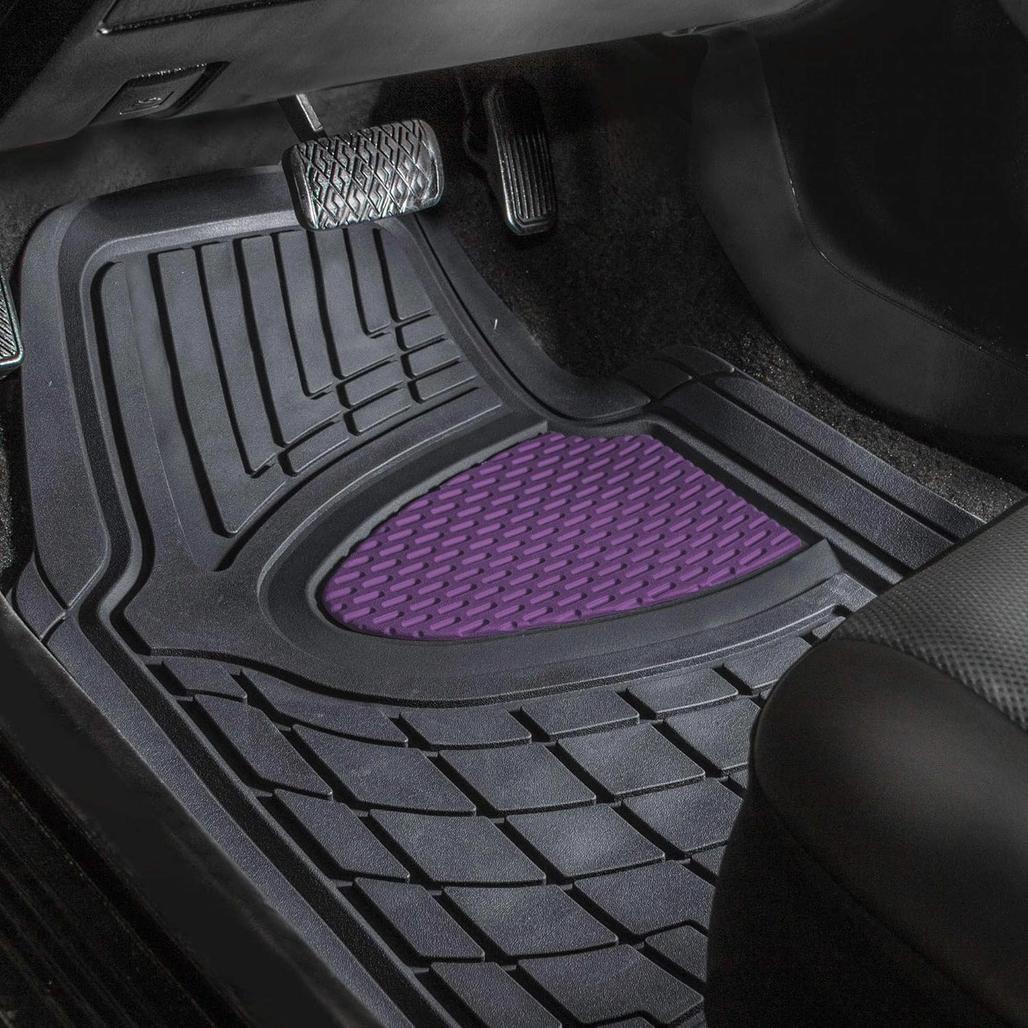 FH Group Car Floor Mats - Heavy-Duty Rubber Floor Mats for Cars, Universal Fit Full Set, Trimmable Automotive Floor Mats, Climaproof Floor Mats for Most Sedan, SUV, Truck Floor Mats Purple
