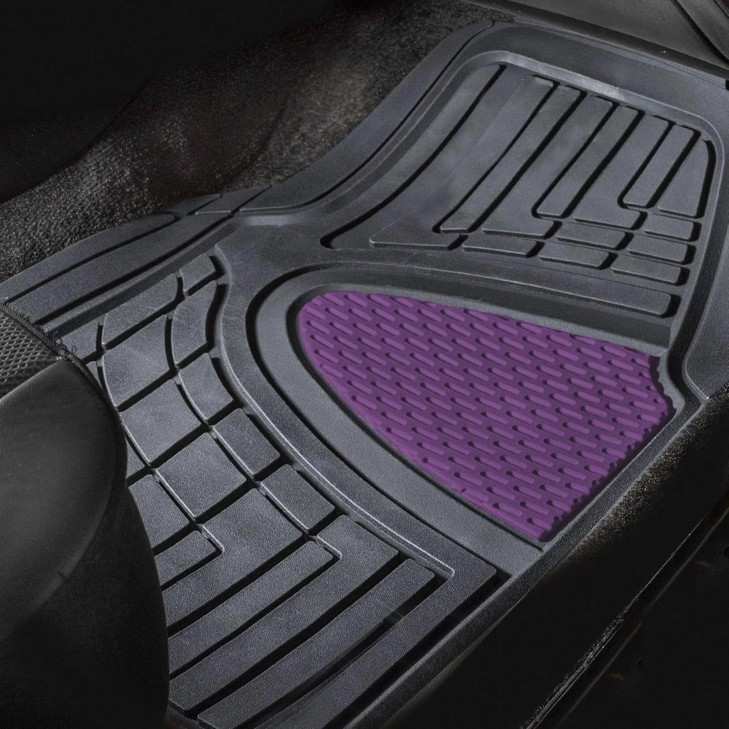 FH Group Car Floor Mats - Heavy-Duty Rubber Floor Mats for Cars, Universal Fit Full Set, Trimmable Automotive Floor Mats, Climaproof Floor Mats for Most Sedan, SUV, Truck Floor Mats Purple