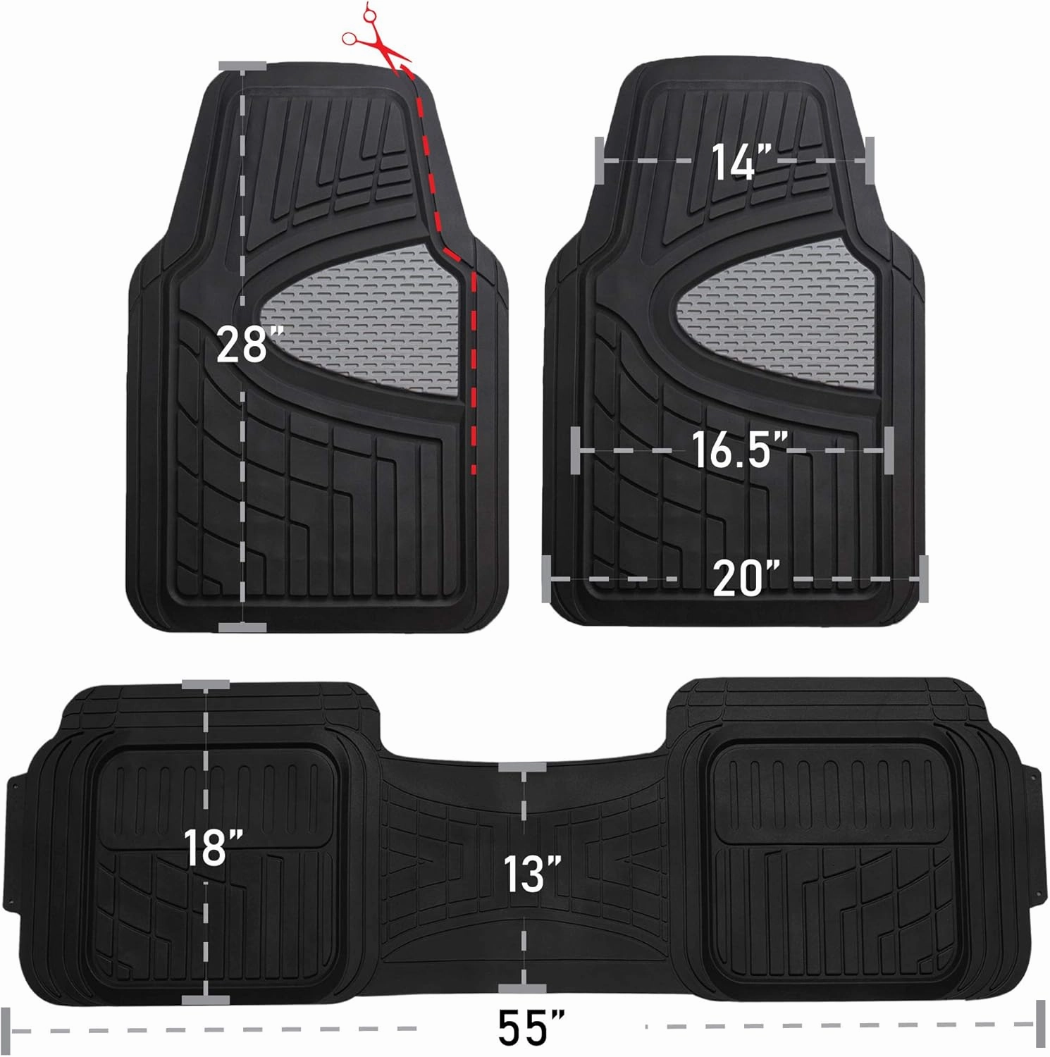 FH Group Car Floor Mats - Heavy-Duty Rubber Floor Mats for Cars, Universal Fit Full Set, Trimmable Automotive Floor Mats, Climaproof Floor Mats for Most Sedan, SUV, Truck Floor Mats Purple