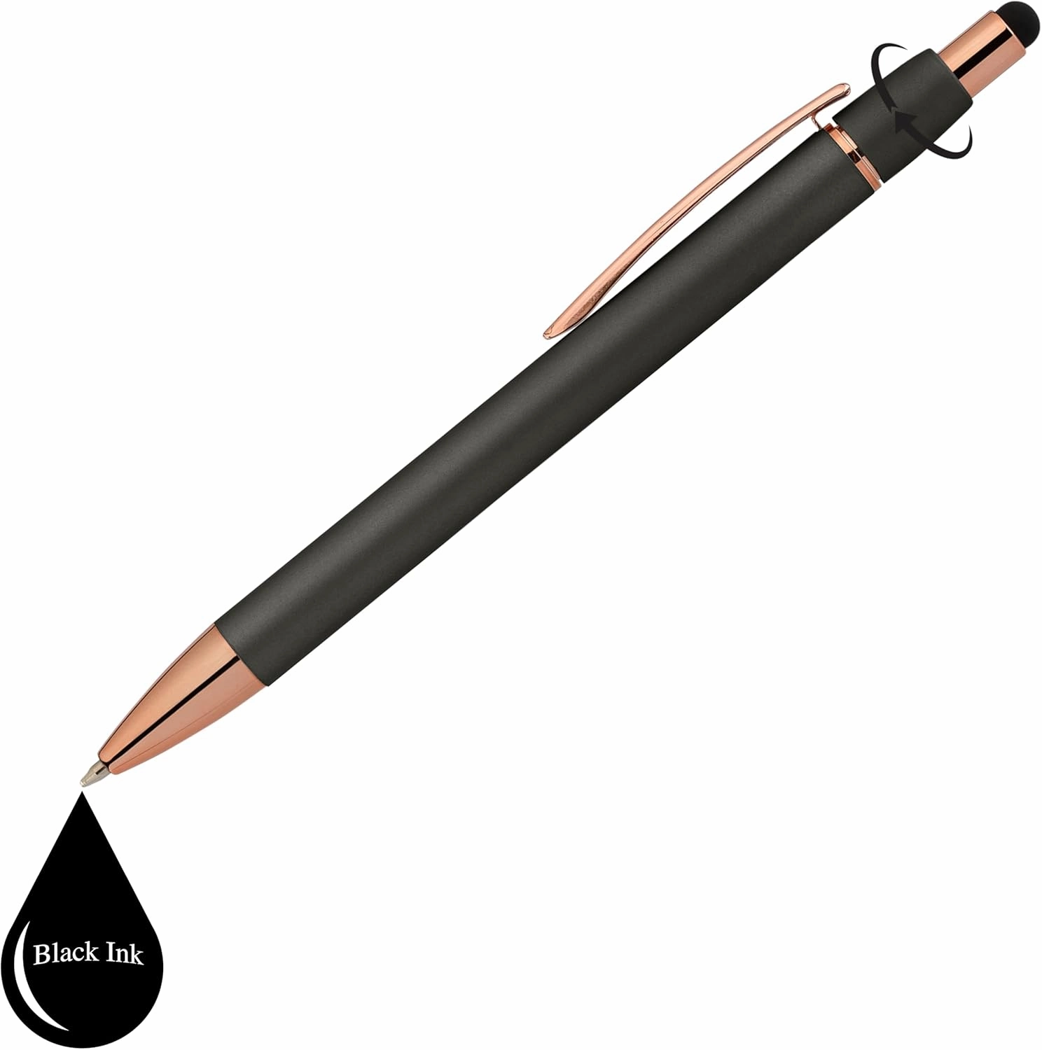 Fidget Pen for Adults - 2 Pack Stress Relief Pens with Gift Box - ADHD Anxiety - Metal with Rubber Grip - Focus for Office, Work (Black-Black)