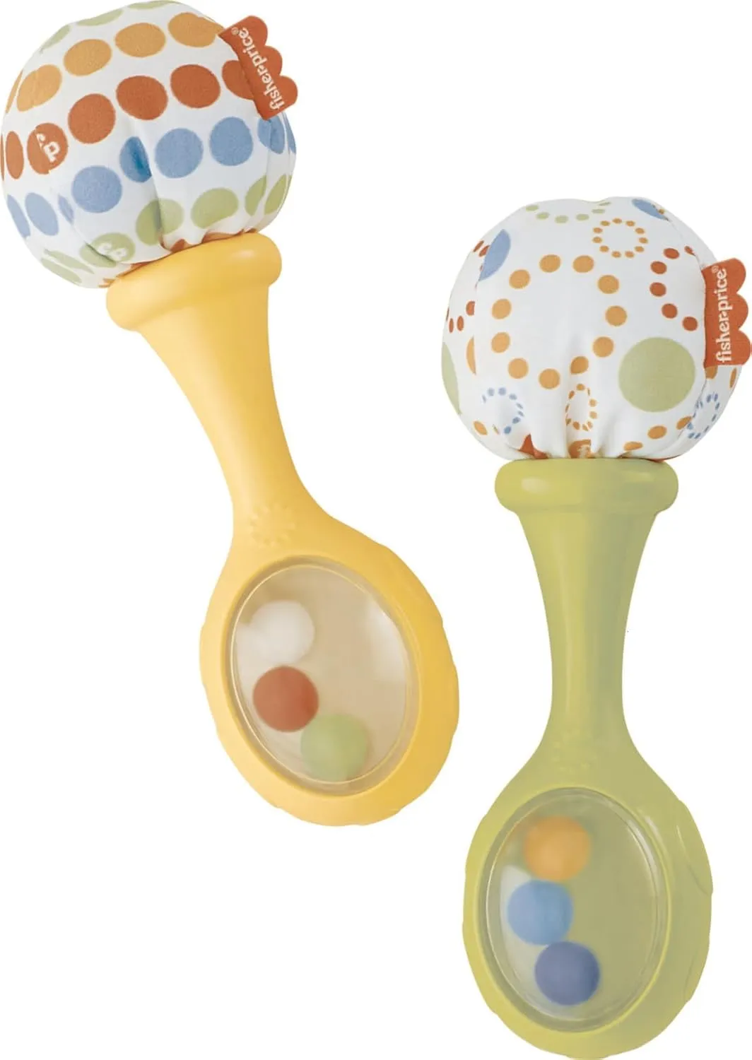 Fisher-Price Newborn Toys Rattle ‘n Rock Maracas, 2 Soft Musical Instruments for Developmental Play Babies Ages 3  Months, Green & Yellow